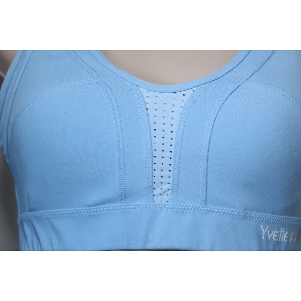 ✨2/$20 Yvette Power Cross Back Padded Sports Bra Light Blue Size Medium 6 H14336 - Picture 4 of 16